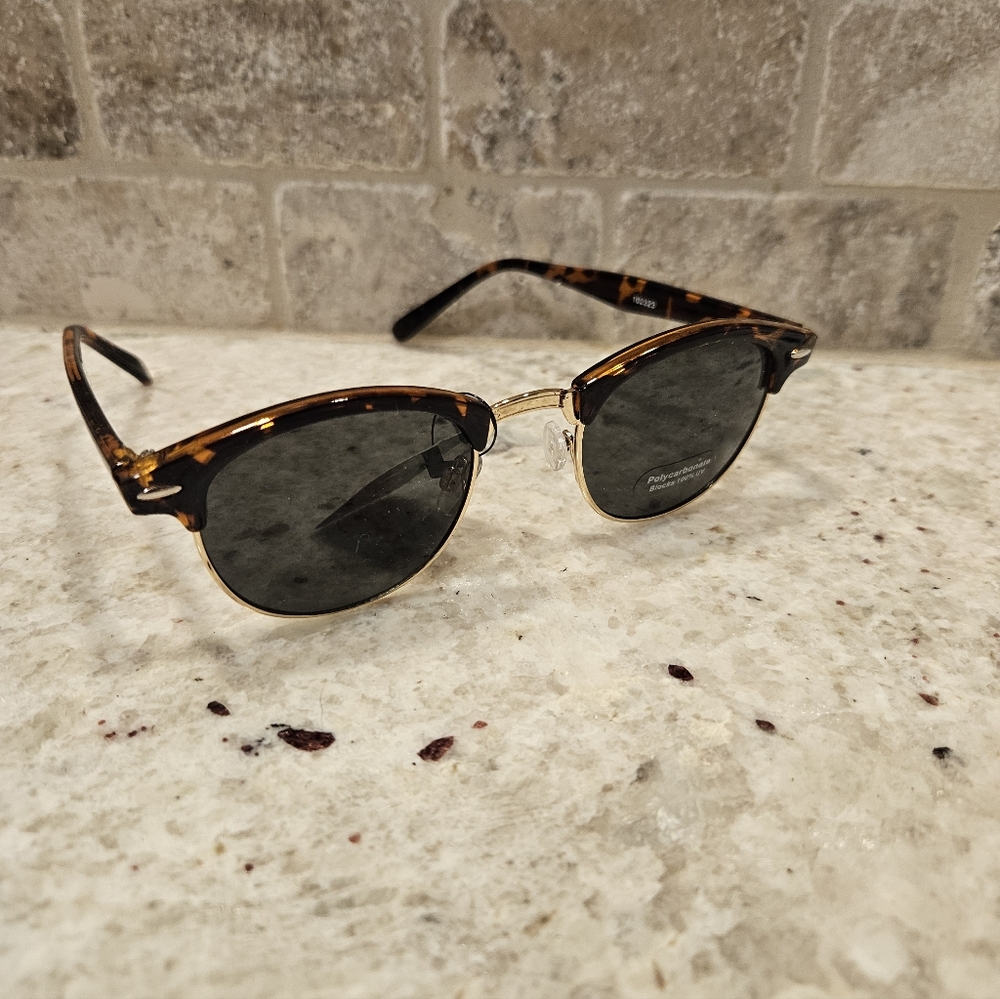 Tortoise Shell Sunglasses with Gold Accents